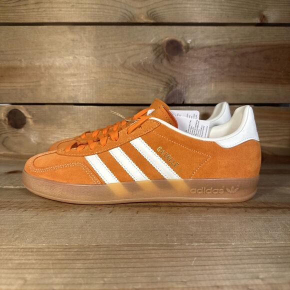 NEW Mens Size 10 - Adidas Gazelle Indoor “Orange Off White Gold Metallic” JQ8392 main image 9